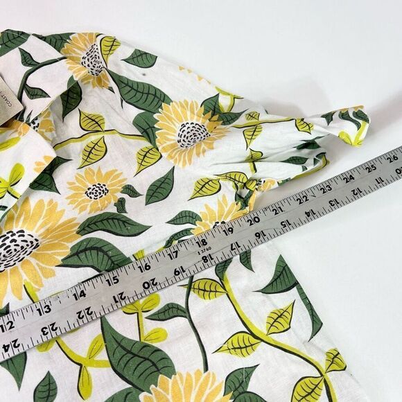 Barbour Top Womens 8 Yellow Floral Linen Blend Bloomfield Shirt NWT Button Down - Picture 6 of 10